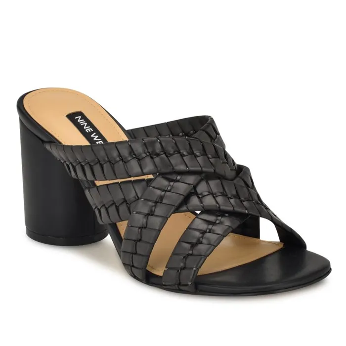 Wenea Strappy Heeled Slide Sandals Black Women Nine West Heels