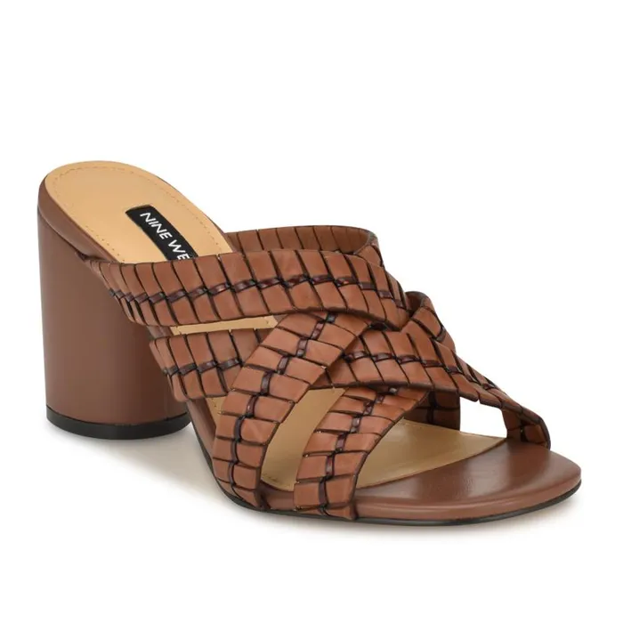 Wenea Strappy Heeled Slide Sandals Brown Women Nine West Heels