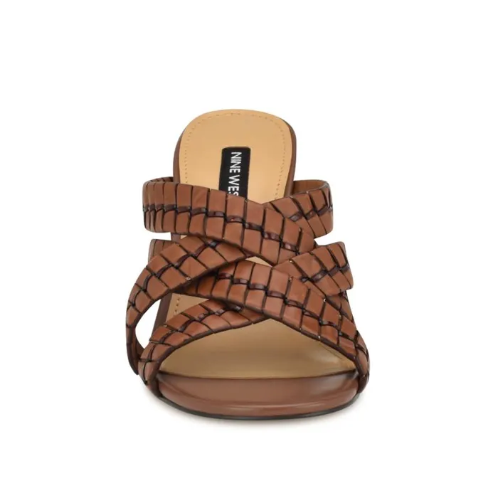 Wenea Strappy Heeled Slide Sandals Brown Women Nine West Heels