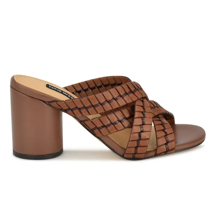 Wenea Strappy Heeled Slide Sandals Brown Women Nine West Sandals
