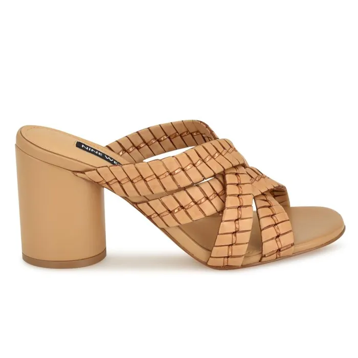 Wenea Strappy Heeled Slide Sandals Natural Women Nine West Heels