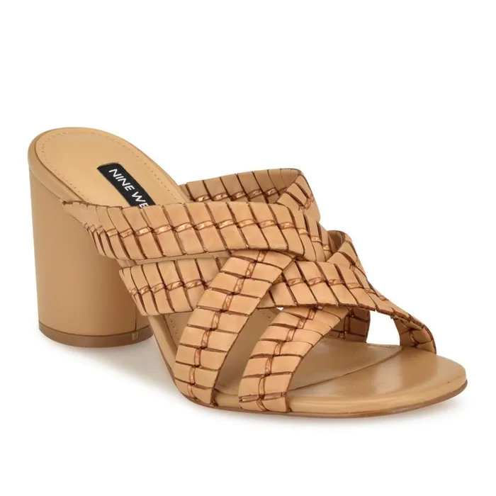 Wenea Strappy Heeled Slide Sandals Natural Women Nine West Heels