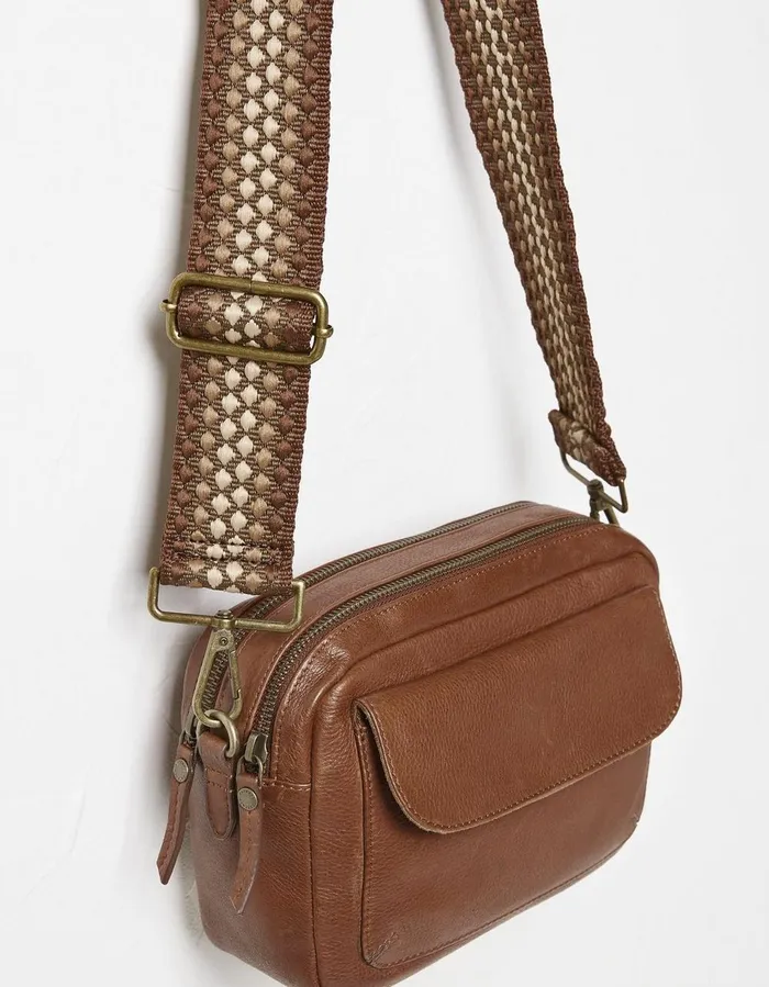 Wide Embroidered Bag Strap Tan Women FatFace Bags and Purses