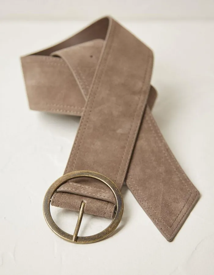 Wide Suede Waist Belt Light Stone Women FatFace Belts