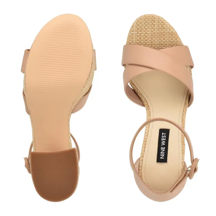 Willie Platform Sandals Barely Nude Raffia Women Nine West Sandals