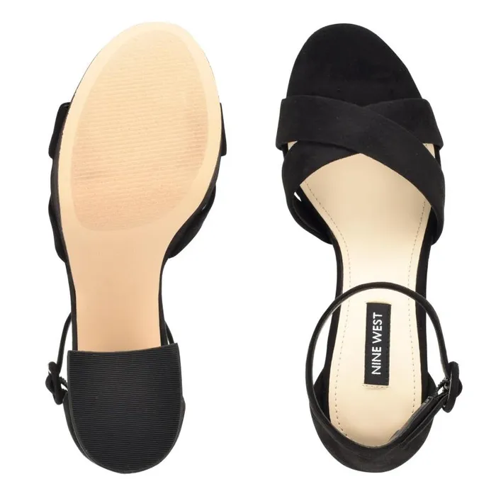 Willie Platform Sandals Black Suede Women Nine West Heels