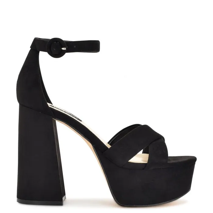 Willie Platform Sandals Black Suede Women Nine West Sandals