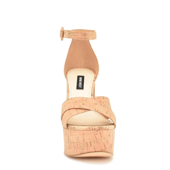 Willie Platform Sandals Natural Cork Women Nine West Heels