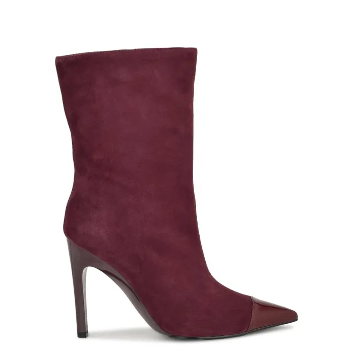 Winner Cap Toe Heeled Booties Dark Red Women Nine West Heels