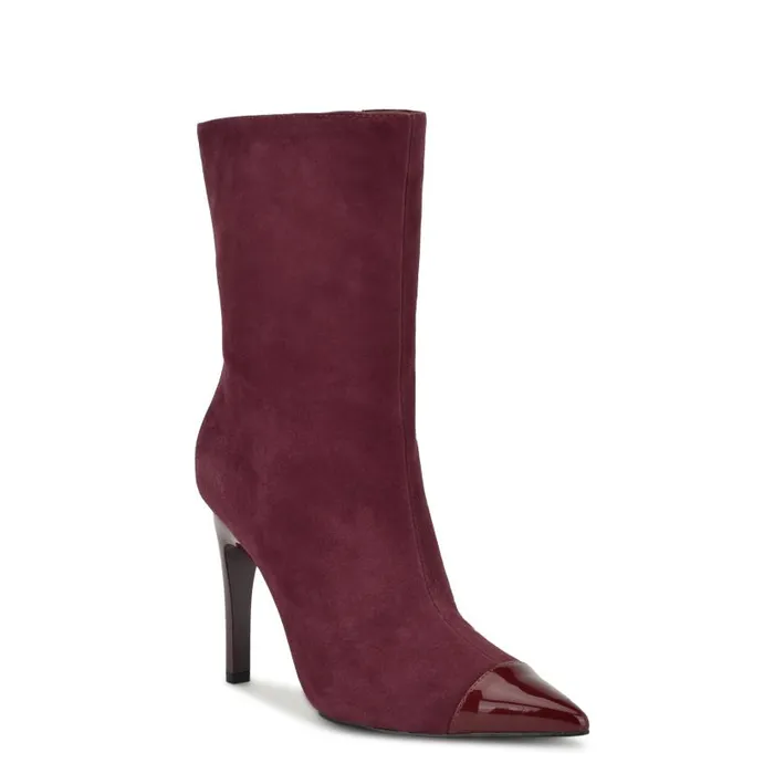 Winner Cap Toe Heeled Booties Dark Red Women Nine West Heels