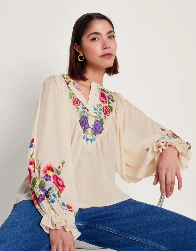 Winny Embroidered Floral Blouse Ivory Women Monsoon Tops and Blouses