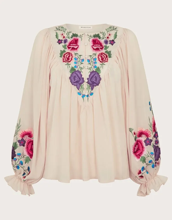 Winny Embroidered Floral Blouse Ivory Women Monsoon Tops and Blouses