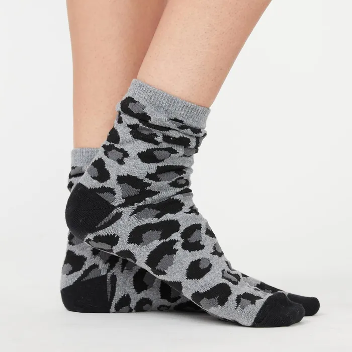 Women Accessories MONROW Leopard Calf Socks Heather Grey
