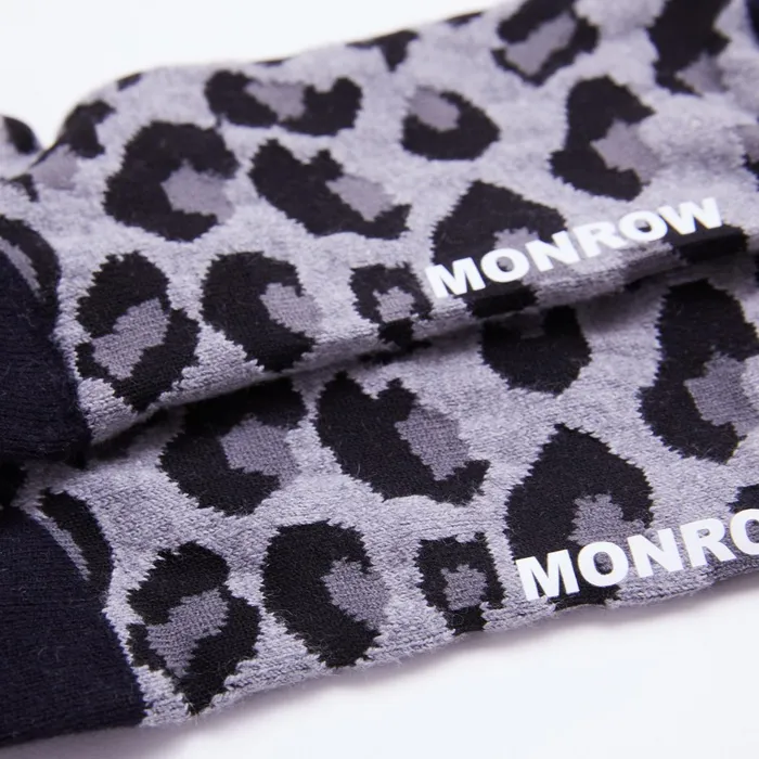 Women Accessories MONROW Leopard Calf Socks Heather Grey