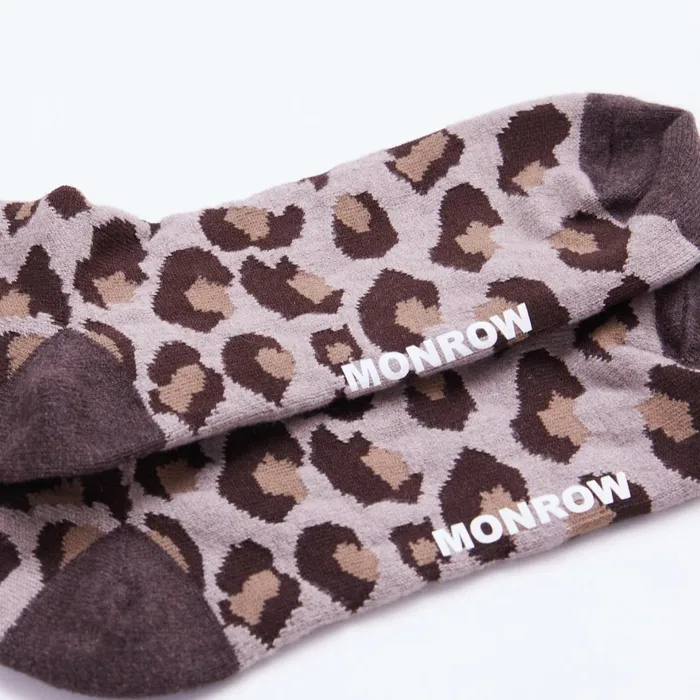 Women Accessories MONROW Leopard Calf Socks Iced Coffee