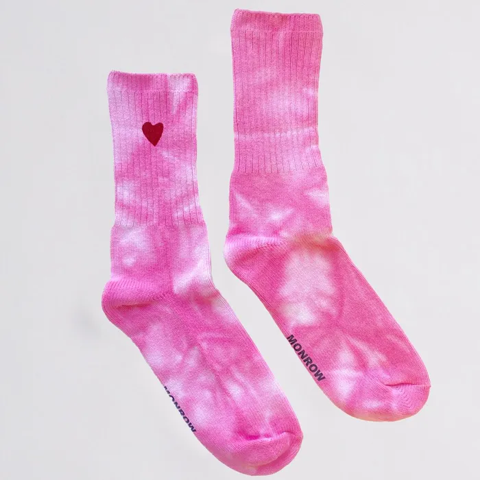 Women Accessories MONROW Organic Tie Dye Love Socks Hot Pink