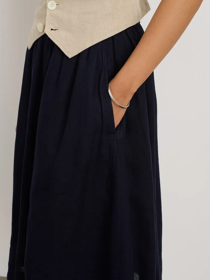 Women Alex Mill Dresses Skirts Standard Skirt In Linen Dark Navy
