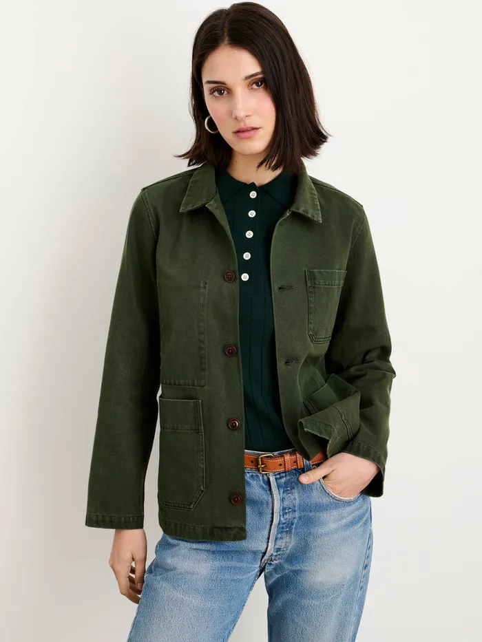 Women Alex Mill Jackets Outerwear Britt Work Jacket In Recycled Denim Pine Needle
