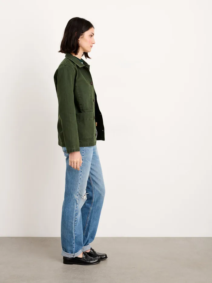 Women Alex Mill Jackets Outerwear Britt Work Jacket In Recycled Denim Pine Needle