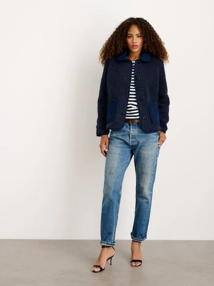 Women Alex Mill Jackets Outerwear Marley Jacket In Sherpa Dark Navy