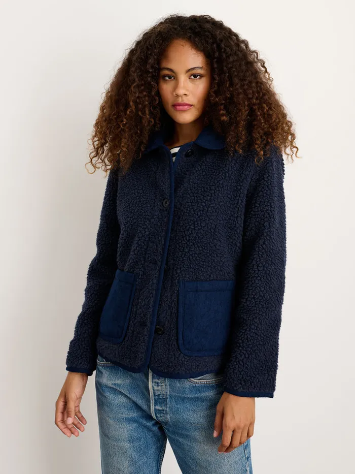 Women Alex Mill Jackets Outerwear Marley Jacket In Sherpa Dark Navy