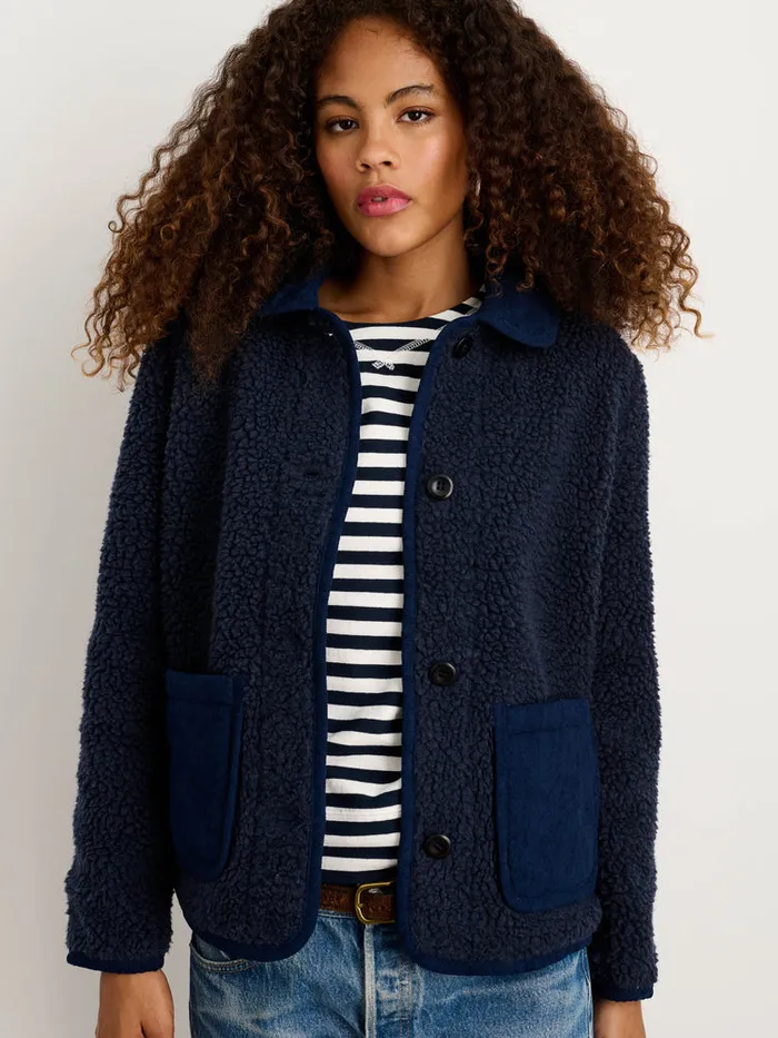Women Alex Mill Jackets Outerwear Marley Jacket In Sherpa Dark Navy