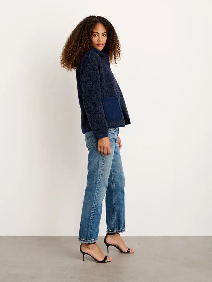 Women Alex Mill Jackets Outerwear Marley Jacket In Sherpa Dark Navy