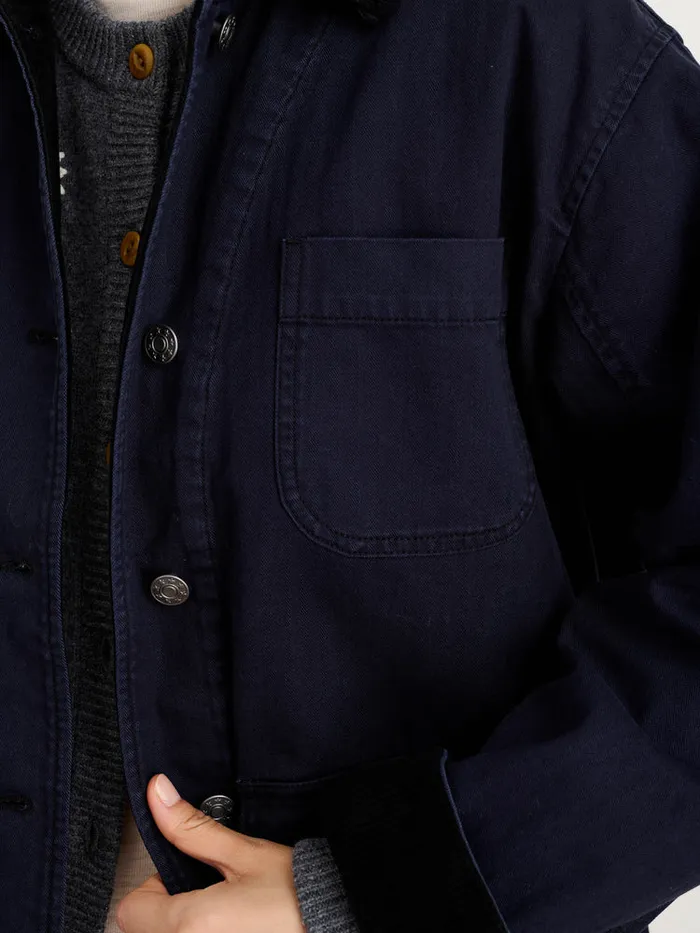 Women Alex Mill Jackets Outerwear Mel Jacket In Herringbone Cotton Dark Navy
