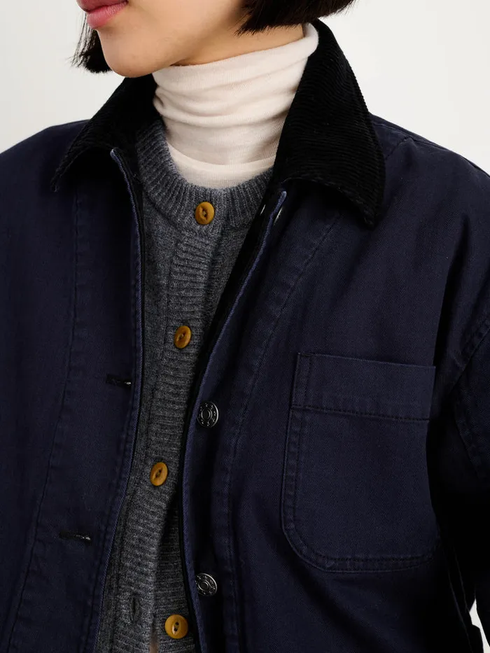 Women Alex Mill Jackets Outerwear Mel Jacket In Herringbone Cotton Dark Navy