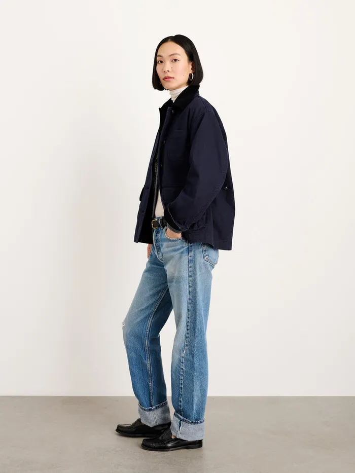 Women Alex Mill Jackets Outerwear Mel Jacket In Herringbone Cotton Dark Navy