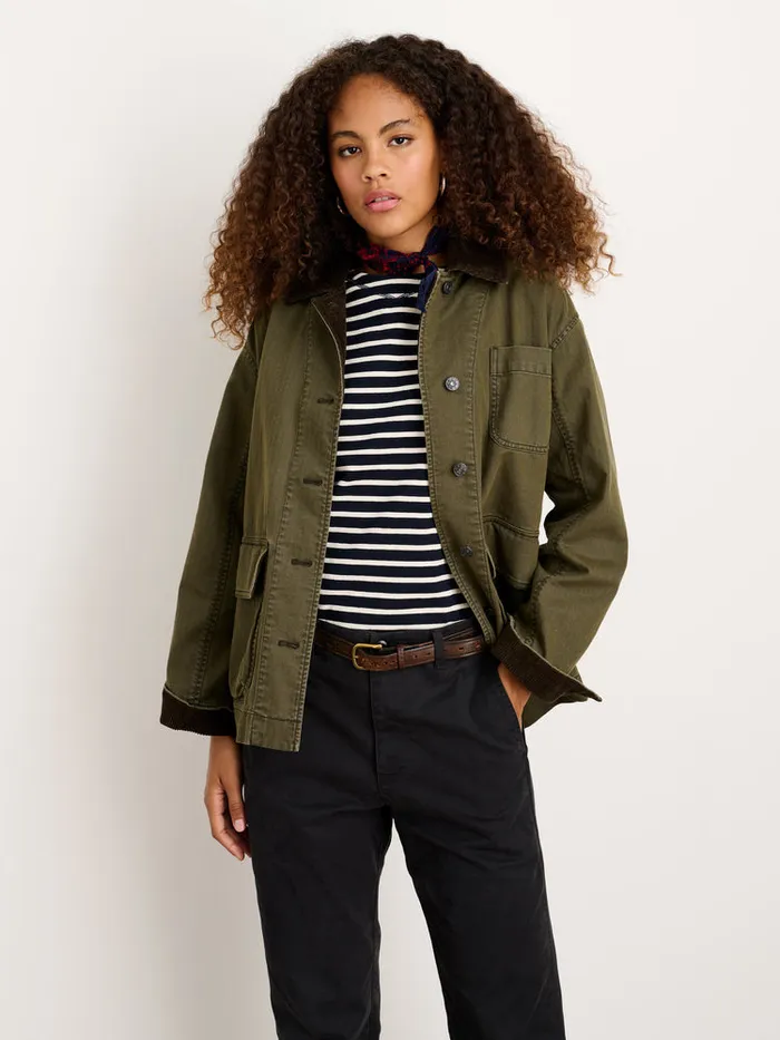 Women Alex Mill Jackets Outerwear Mel Jacket In Herringbone Cotton Military Olive