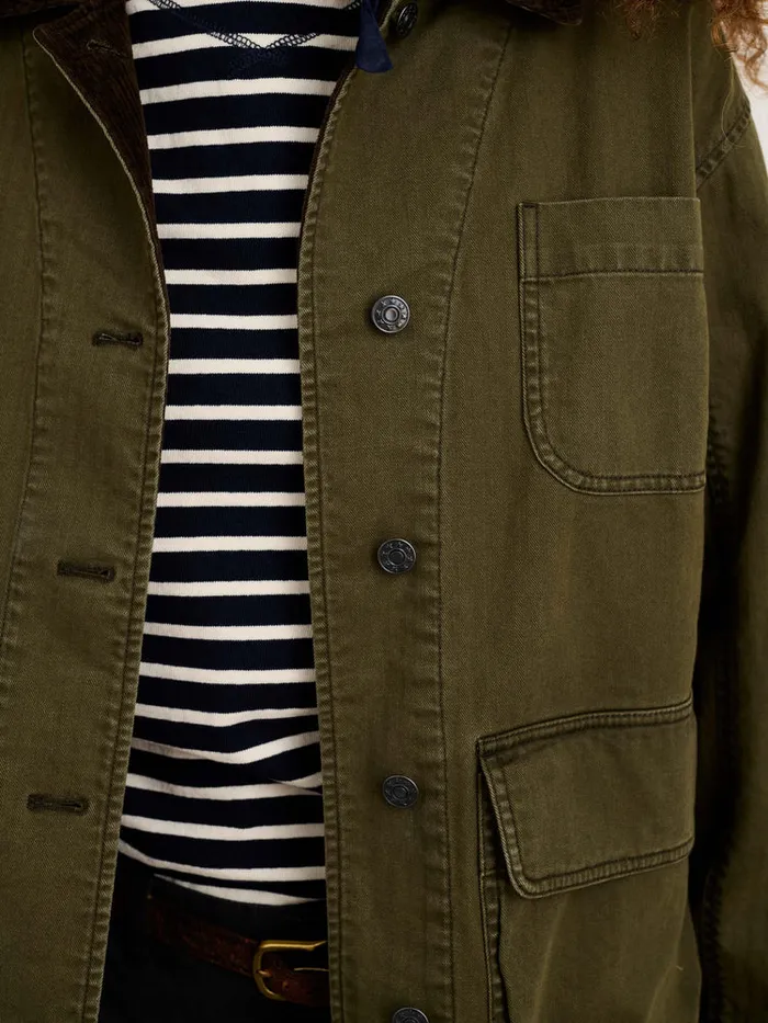 Women Alex Mill Jackets Outerwear Mel Jacket In Herringbone Cotton Military Olive