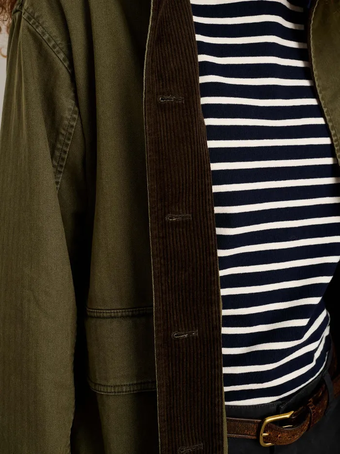 Women Alex Mill Jackets Outerwear Mel Jacket In Herringbone Cotton Military Olive