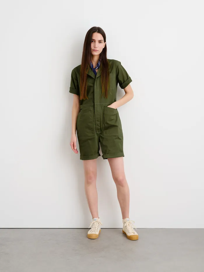 Women Alex Mill Jumpsuits Standard Short Jumpsuit In Cotton Twill Army Green