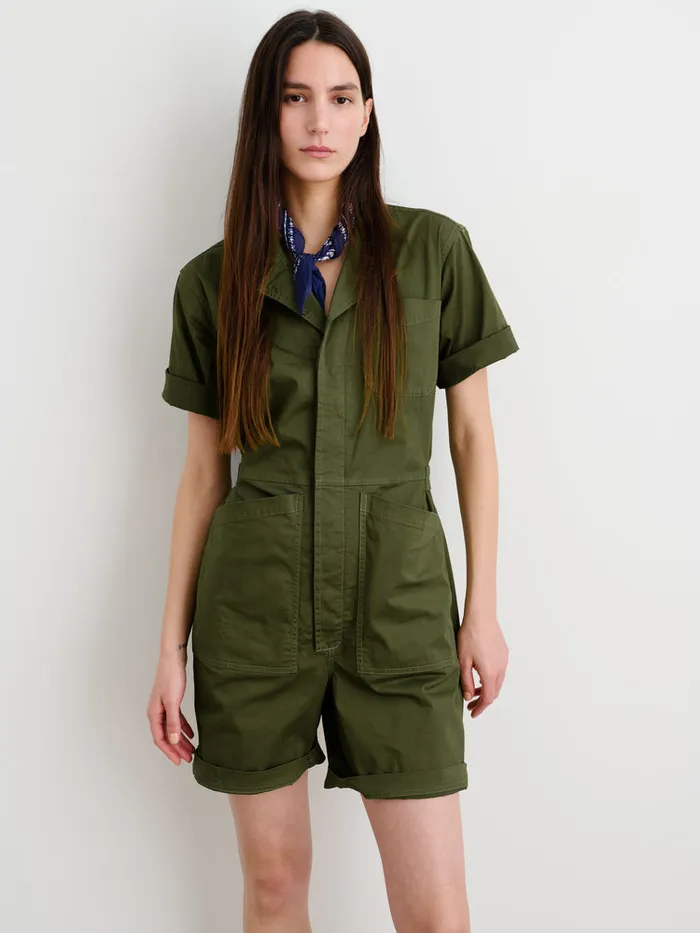 Women Alex Mill Jumpsuits Standard Short Jumpsuit In Cotton Twill Army Green