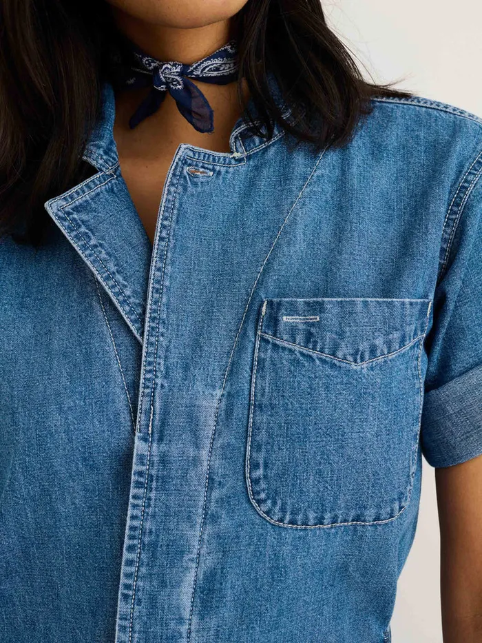 Women Alex Mill Jumpsuits Standard Short Sleeve Jumpsuit In Denim