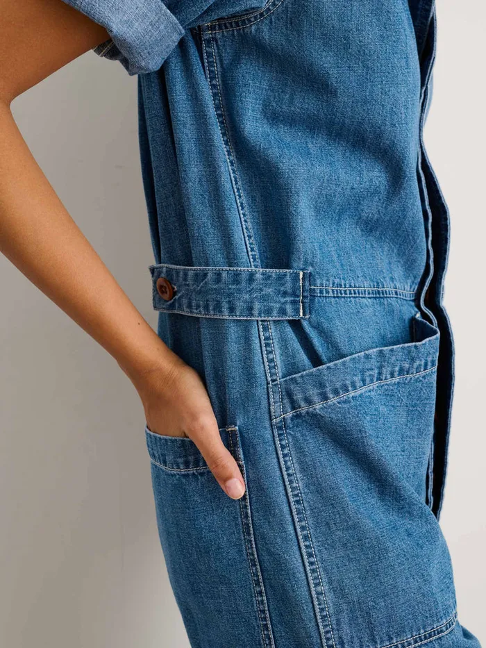 Women Alex Mill Jumpsuits Standard Short Sleeve Jumpsuit In Denim