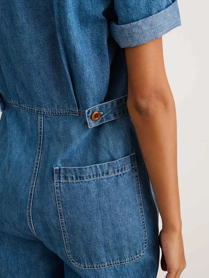Women Alex Mill Jumpsuits Standard Short Sleeve Jumpsuit In Denim