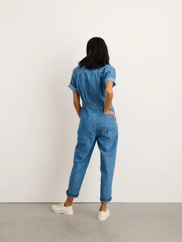Women Alex Mill Jumpsuits Standard Short Sleeve Jumpsuit In Denim