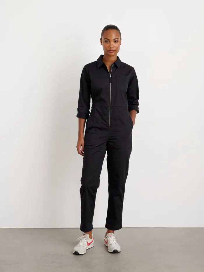 Women Alex Mill Jumpsuits Standard Zip Front Jumpsuit In Cotton Twill Black