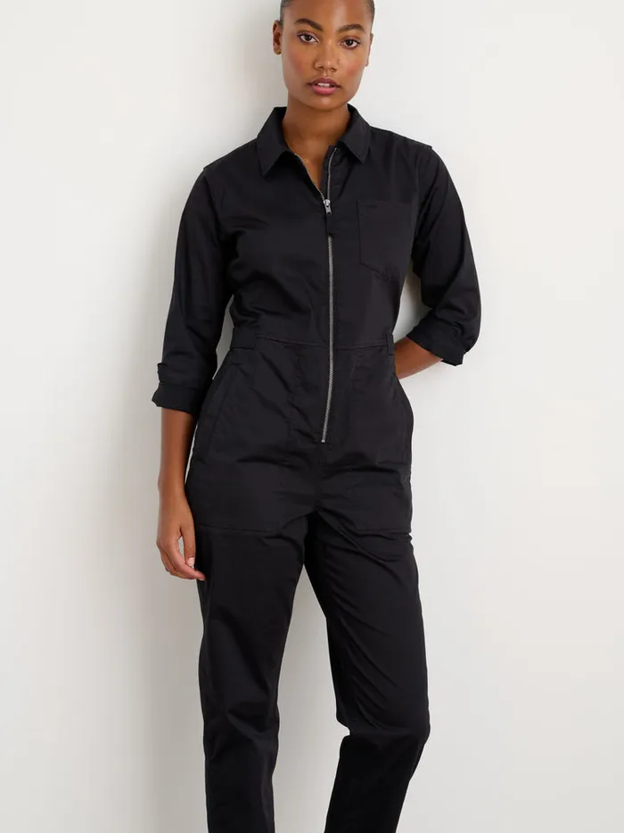 Women Alex Mill Jumpsuits Standard Zip Front Jumpsuit In Cotton Twill Black