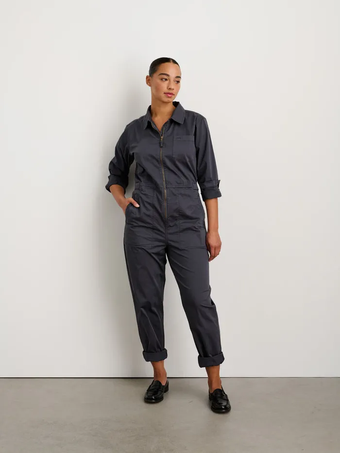 Women Alex Mill Jumpsuits Standard Zip Front Jumpsuit In Cotton Twill Iron Grey
