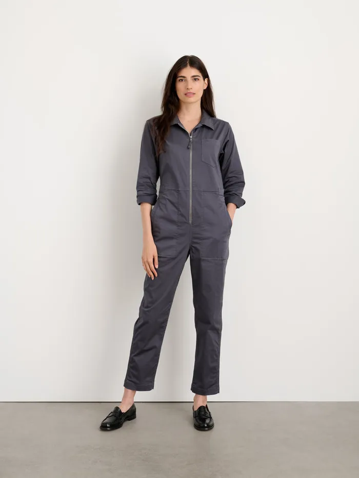 Women Alex Mill Jumpsuits Standard Zip Front Jumpsuit In Cotton Twill Iron Grey