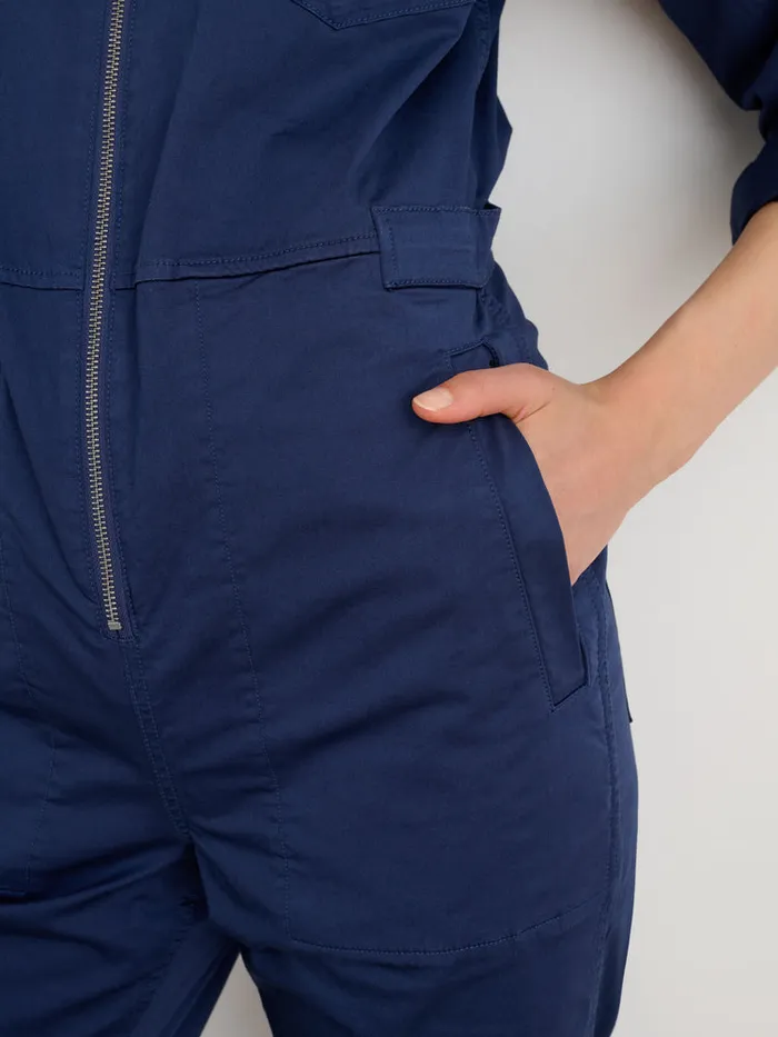 Women Alex Mill Jumpsuits Standard Zip Front Jumpsuit In Cotton Twill Marine Blue