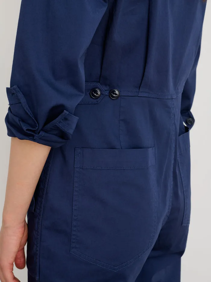 Women Alex Mill Jumpsuits Standard Zip Front Jumpsuit In Cotton Twill Marine Blue
