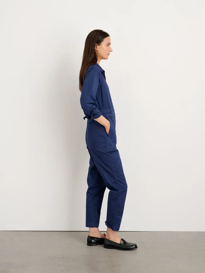 Women Alex Mill Jumpsuits Standard Zip Front Jumpsuit In Cotton Twill Marine Blue