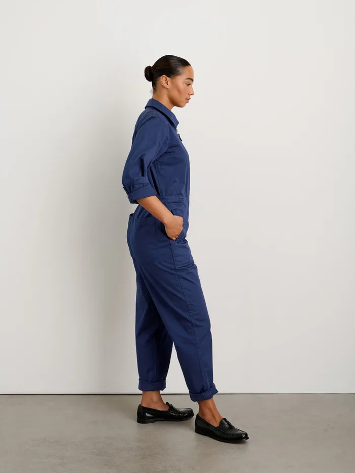 Women Alex Mill Jumpsuits Standard Zip Front Jumpsuit In Cotton Twill Marine Blue