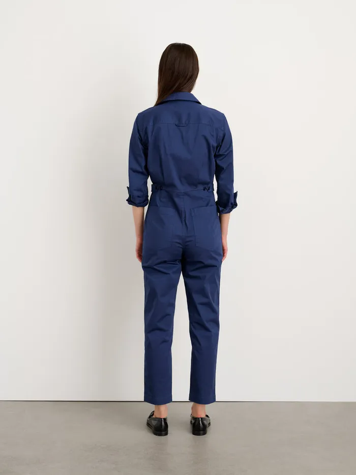 Women Alex Mill Jumpsuits Standard Zip Front Jumpsuit In Cotton Twill Marine Blue