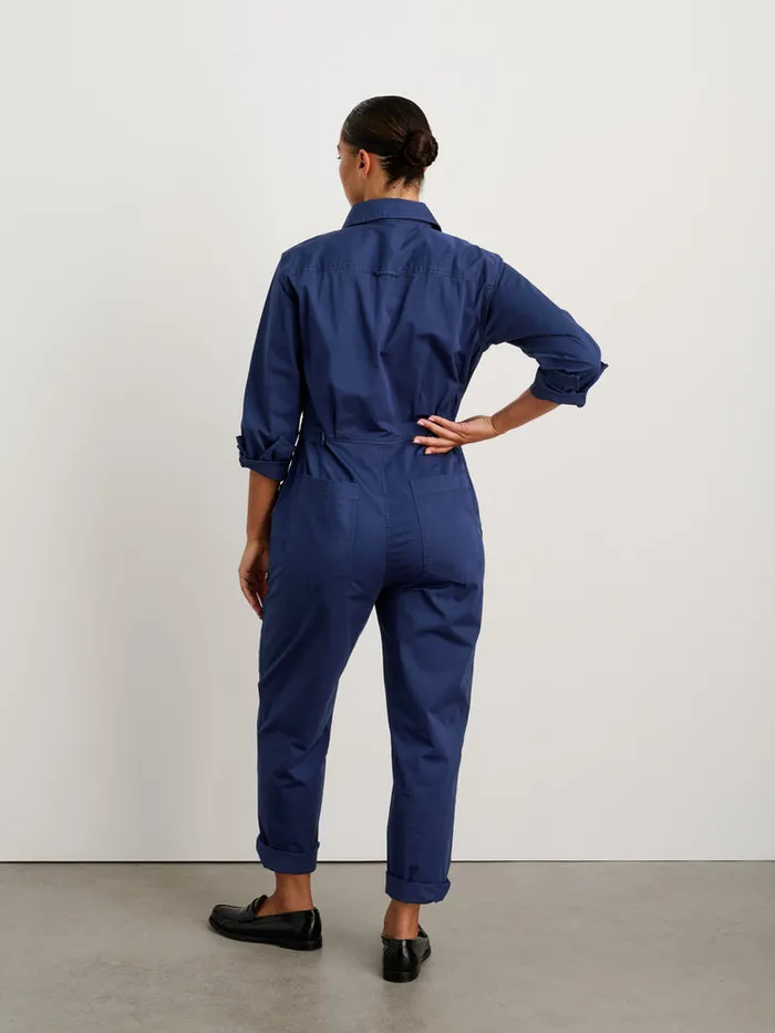 Women Alex Mill Jumpsuits Standard Zip Front Jumpsuit In Cotton Twill Marine Blue