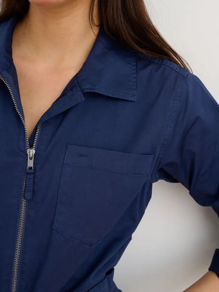 Women Alex Mill Jumpsuits Standard Zip Front Jumpsuit In Cotton Twill Marine Blue